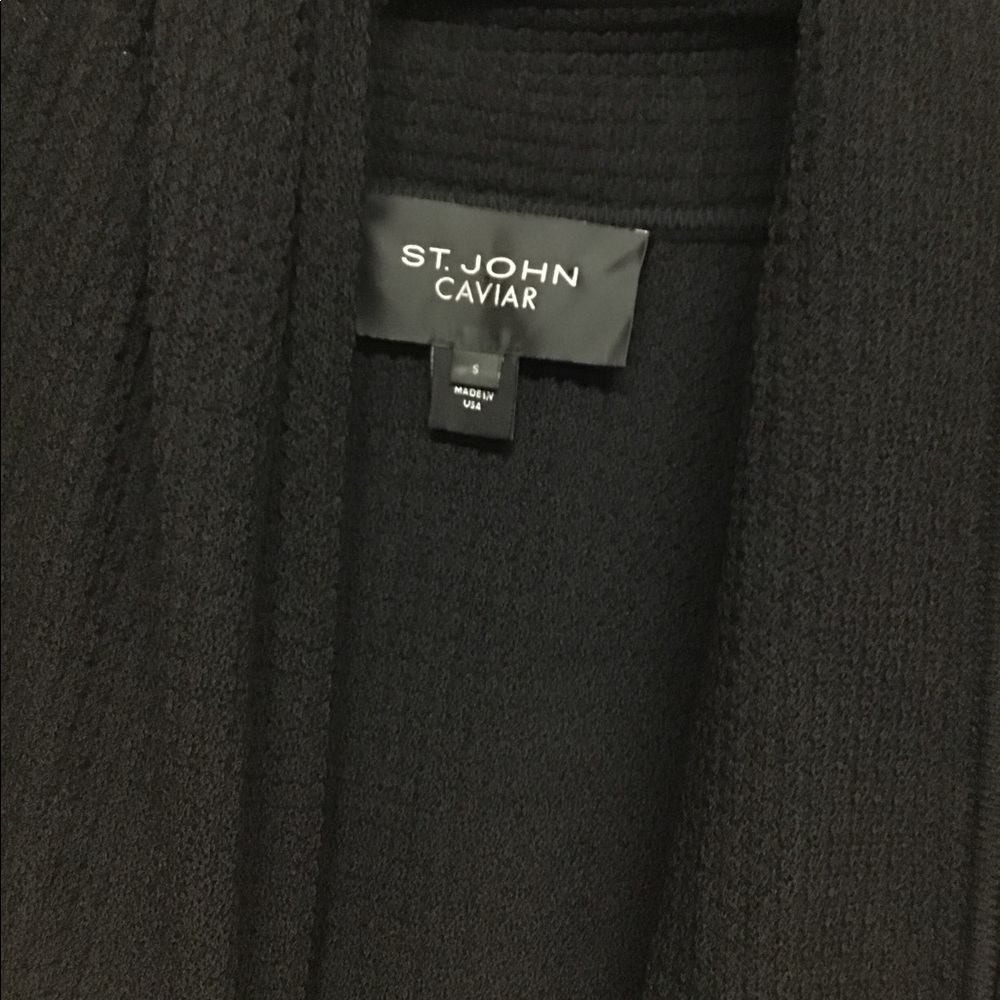 St John Caviar Black Label Textured Black Cardigan S